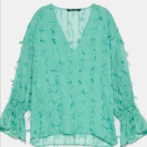 NWT Zara Green 3/4 Blouse